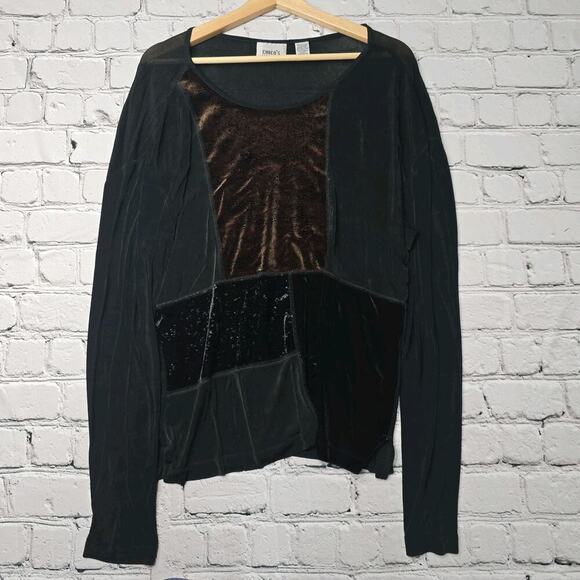 Chico's Tops - Vintage Chicos Travelers 90s Boho Patchwork Velvet Accent Blouse Size 2